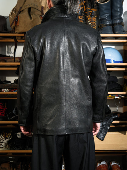 ☆ヴィンテージ復刻デザイン ゴートレザー コルビジェジャケット/ブラック☆S～3XL
