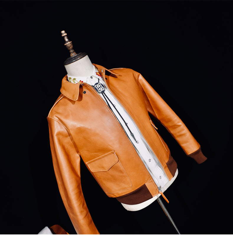 △ヴィンテージ復刻 植物タンニン鞣しホースハイドレザー A-2ジャケット▽S～4XL