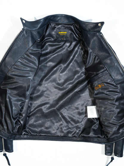 ◇ヴィンテージ復刻 J-100型 カフェレーサースタイル ゴートレザー シングルライダースジャケット◇ ネイビーS～3XL