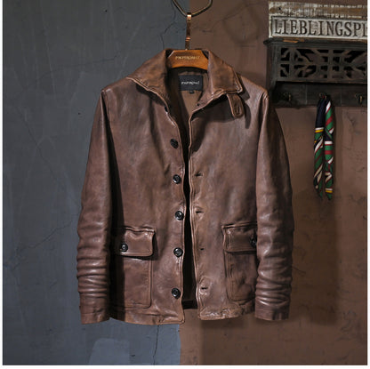 ▲絶妙な色味シープスキンレザー ジャケット▲ M～3XL