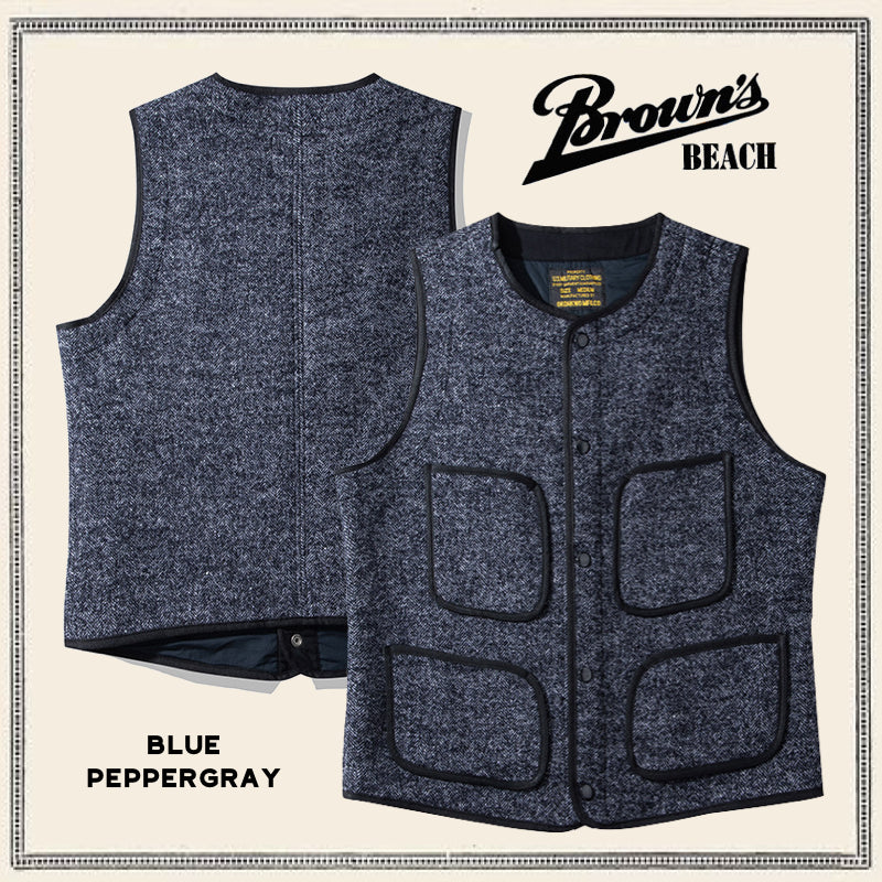 ★ヴィンテージ復刻 ウールコットン ビーチベスト★S～2XL