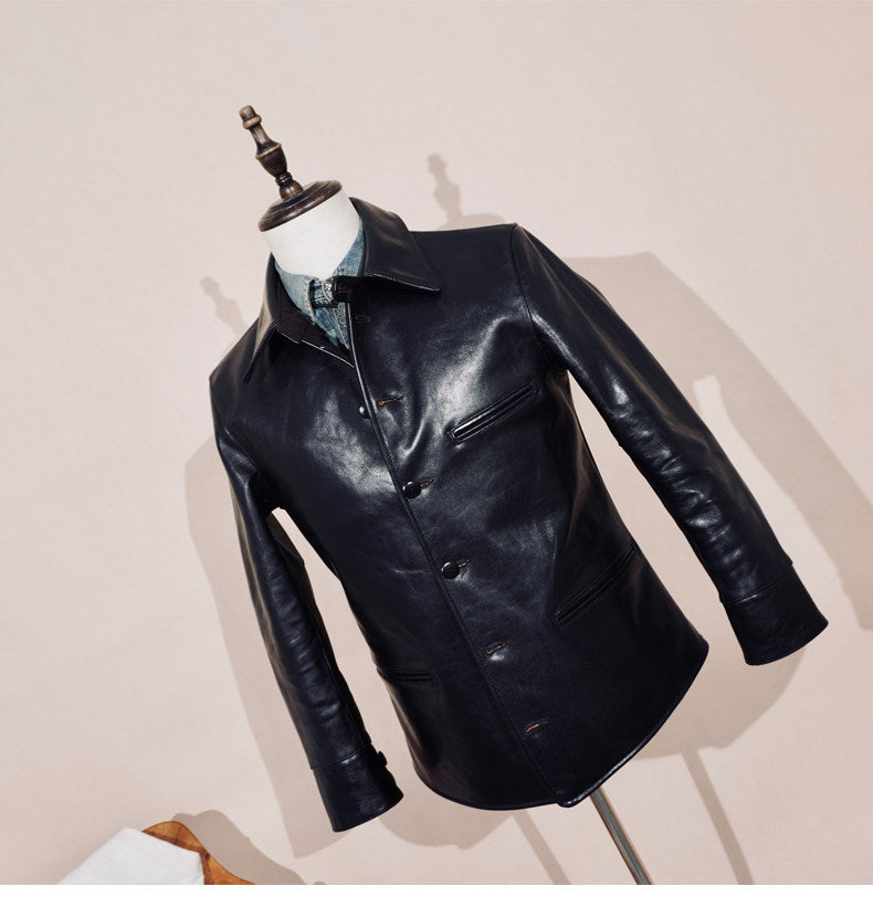 茶芯ホースハイドレザー ジャケット S～4XL