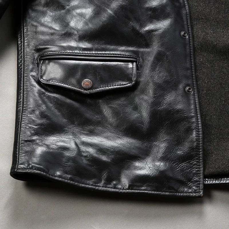 △ヴィンテージ復刻型 茶芯ホースハイドレザー カーコート▽M～4XL