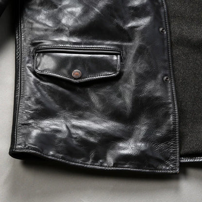 △ヴィンテージ復刻型 茶芯ホースハイドレザー カーコート▽M～4XL