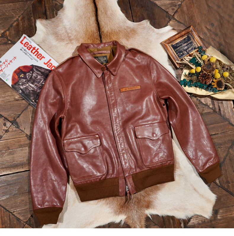 ☆ヴィンテージ復刻 植物タンニン鞣しカーフレザー A-2ジャケット☆