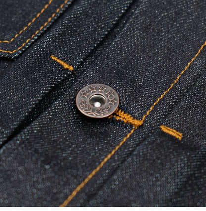 背面のアクションプリーツで高い可動性☆ヴィンテージ復刻 14.5OZ ノンウォッシュ セルビッチ デニムジャケット☆S～2XL