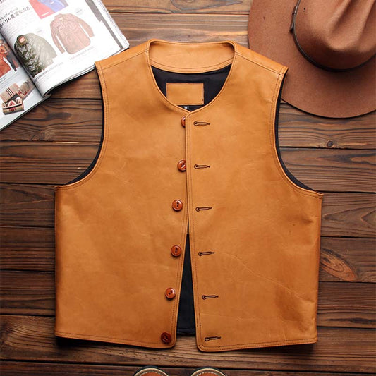 カウレザージャーキンベスト M～3XL