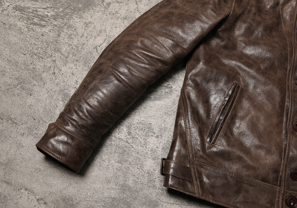 ★1930's VINTAGE復刻デザイン カウレザーコサックジャケット★ブラウン