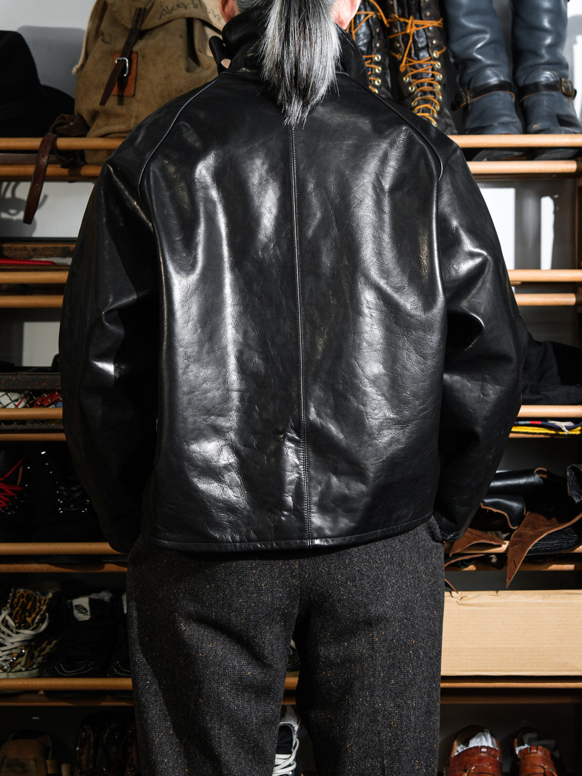 ▲細部のディテールまで完璧な拘り▲オイルワックス加工カウレザー ジャケット▼S/M/L