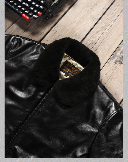 １点のみスペシャルSALE◇Lサイズ◇ゆったりシルエット◇航路地図柄の裏地◇カウレザーB-15フライトジャケット◇