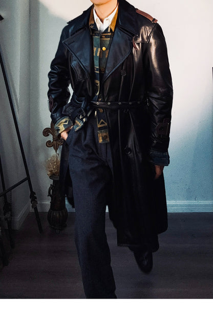 ◇ヴィンテージ復刻 日本産カウレザー モーターサイクルコート◇S～3XL