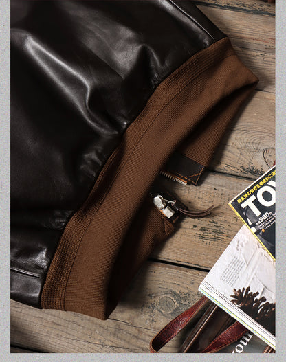 ハンドペイントのワッペンがキュート✩ヴィンテージ復刻 植物タンニン鞣しホースハイドレザー メンフィスベルモデル A-2ジャケット✩