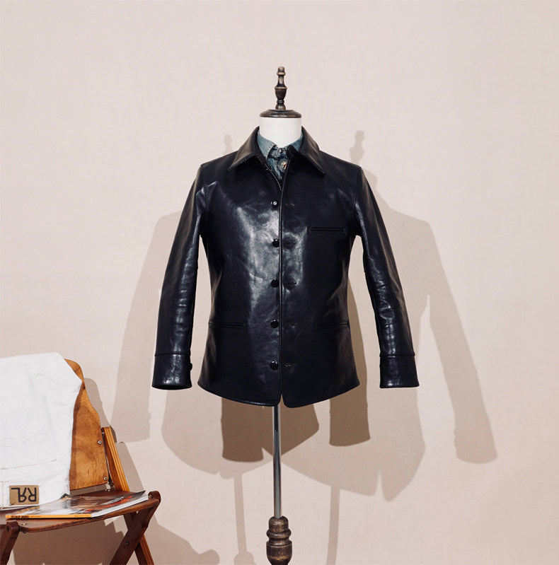 茶芯ホースハイドレザー ジャケット S～4XL
