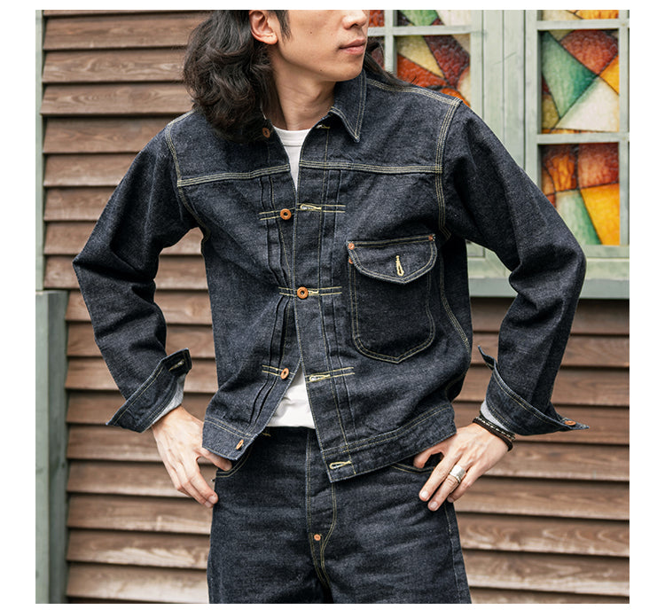 ▲1st型 506モディファイモデル/14.5OZ 三本針ステッチング セルビッチデニムジャケット▼サイズ36～46