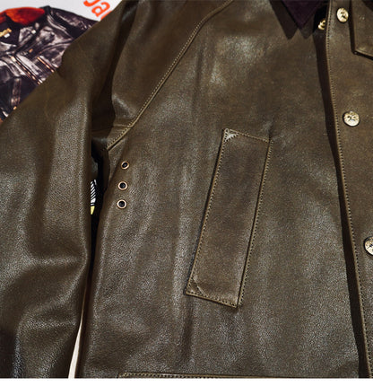 ３色展開▲細部のディテールまで完璧な拘り▲カウレザー ジャケット▼M～4XL