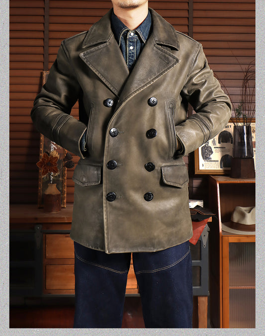 絶妙なヴィンテージ加工▲2.0mm厚  Pコート▼L～3XL