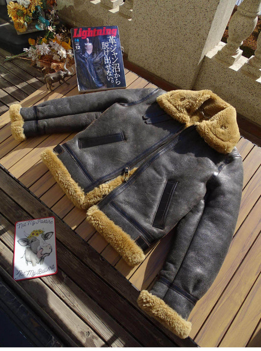 ★B-3 ムートン フライトジャケット★S～5XL/ブラウン