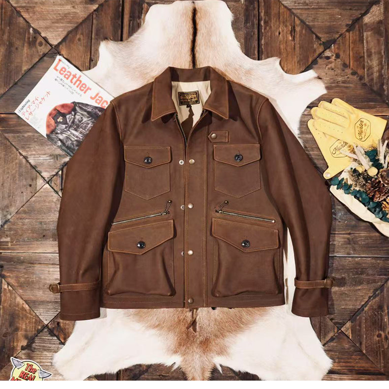 ★ヴィンテージ復刻 カウレザーハンティングジャケット★S～4XL