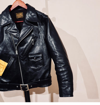 ◇ヴィンテージ復刻デザインJ-24型◇植物タンニン鞣しホースハイド  ダブルライダースジャケット◇S～4XL