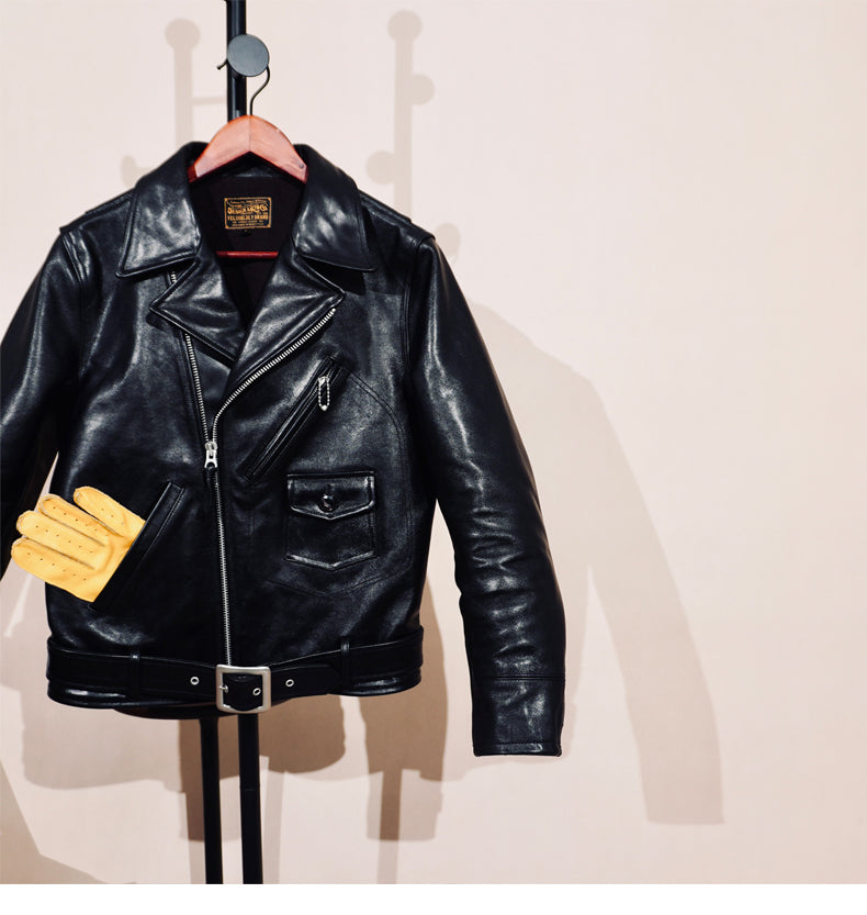 ◇ヴィンテージ復刻デザインJ-24型◇植物タンニン鞣しホースハイド  ダブルライダースジャケット◇S～4XL