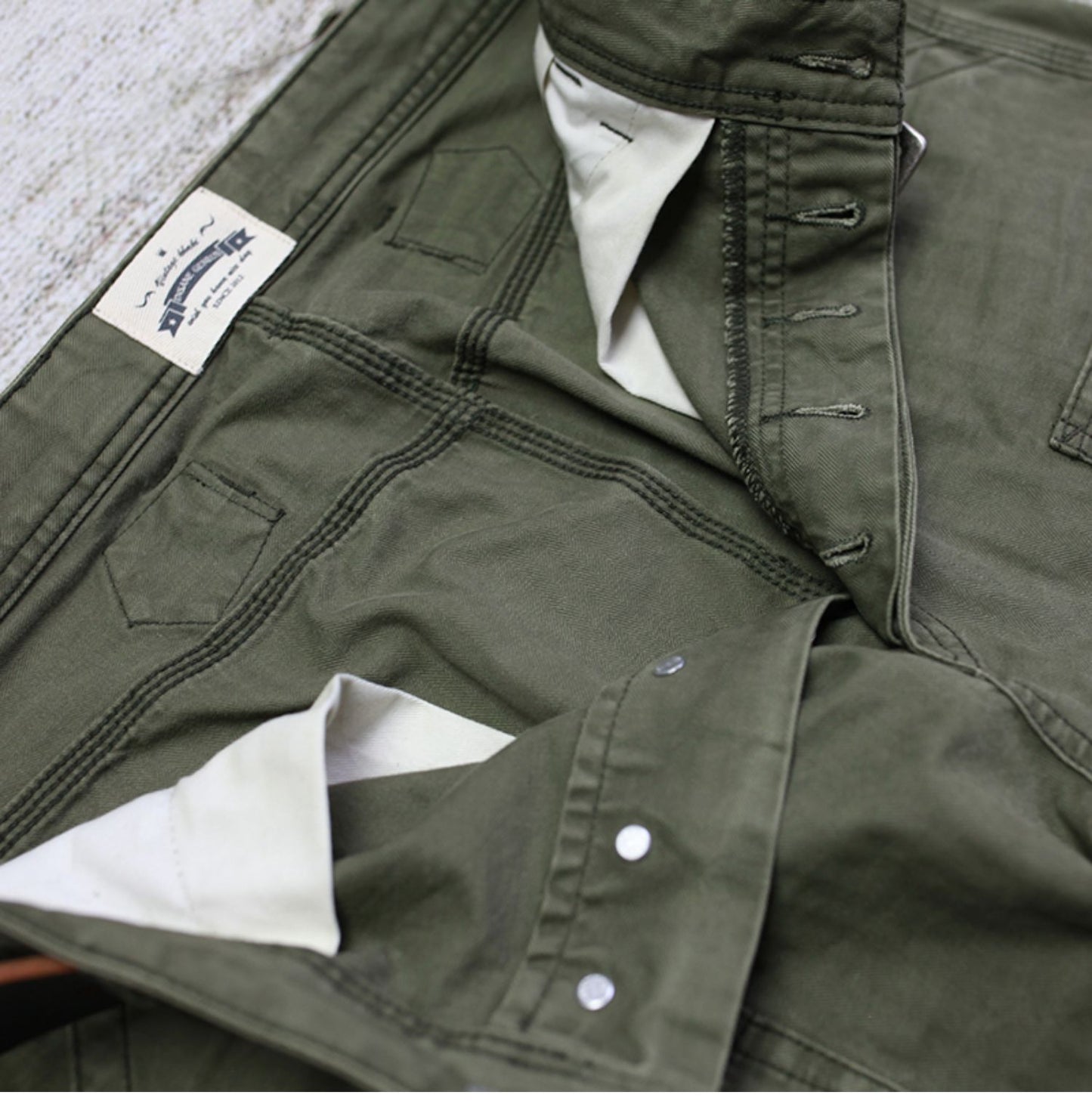 ◇ヴィンテージ復刻デザインHBTコットンヘリンボーン使用 ワークパンツ◇M～3XL