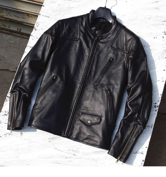 昨シーズン物売り切りセール★カウレザー シングルライダースジャケット ★S～5XL