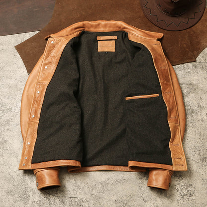 1.7mm厚★ヴィンテージ復刻カウレザージャケット★M～5XL