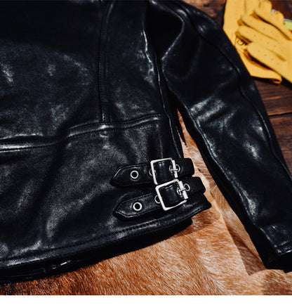 植物タンニン鞣しシープレザー使用  ダブルライダースジャケットS～4XL