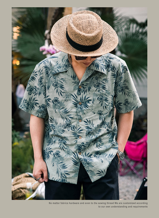 2色展開△レーヨン 半袖 アロハシャツ▽S～3XL