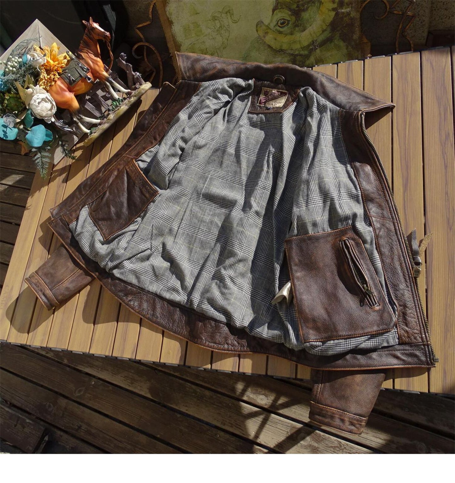 昨シーズン物売り切りSALEプライス◆1930's VINTAGE復刻デザイン茶芯 カウレザー スポーツジャケット◆S~5XL