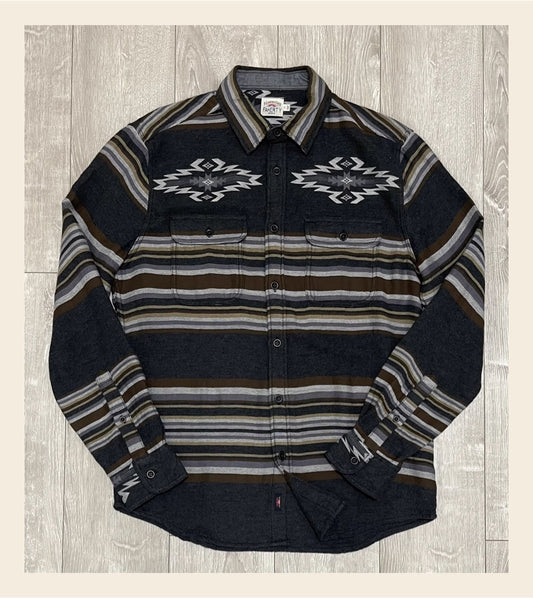 △ヴィンテージ復刻 コットンネル ネイティブ柄シャツ▽M～XL