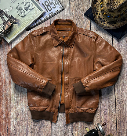 ◇◇ヴィンテージ復刻 ゴートレザーA-2ジャケット◇◇M~3XL