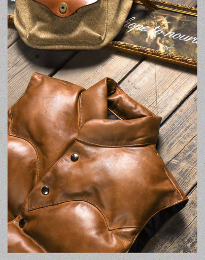 ◇ シープレザーシープレザーダウン ベスト◇S～4XL