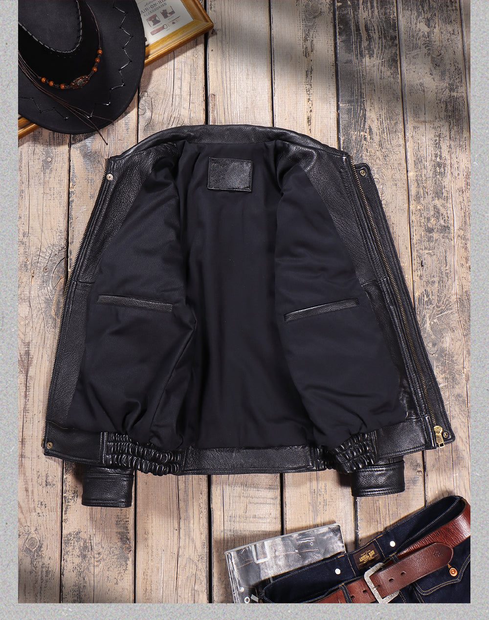 2色展開△水染ゴートレザー  ブルゾン▽ S～5XL