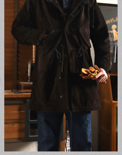 ▲ヴィンテージ復刻 イタリア産スウェードレザーM-51 フィッシュテイルコート▼ダークブラウン