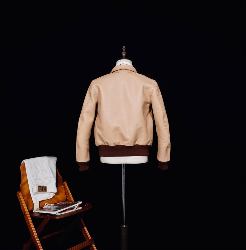 △ヴィンテージ復刻 植物タンニン鞣し カーフレザー A-2ジャケット▽S～4XL
