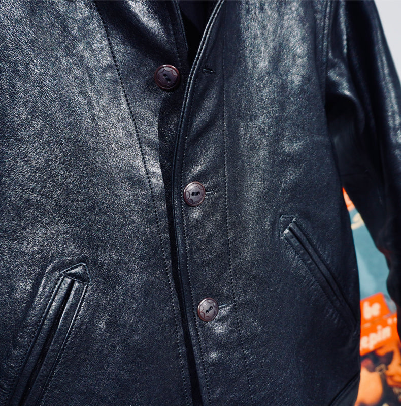 ★1930's VINTAGE復刻デザイン 植物タンニン鞣しシープレザーコサックジャケット★