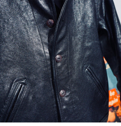 ★1930's VINTAGE復刻デザイン 植物タンニン鞣しシープレザーコサックジャケット★