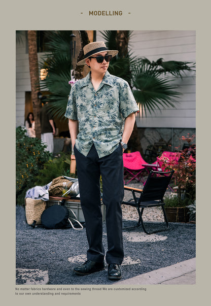 2色展開△レーヨン 半袖 アロハシャツ▽S～3XL
