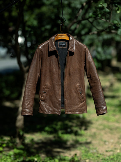 ★カウレザー スポーツジャケット★M～3XL ブラウン