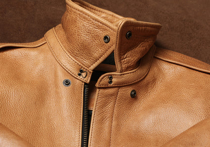 1.7mm極厚◇◇ヴィンテージ復刻 タンカラーカウレザーA-2ジャケット◇◇M~5XL