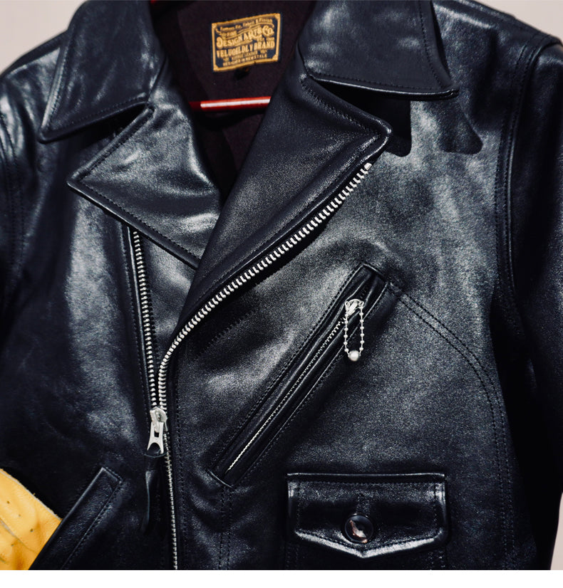 ◇ヴィンテージ復刻デザインJ-24型◇植物タンニン鞣しホースハイド  ダブルライダースジャケット◇S～4XL