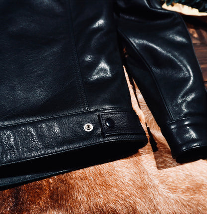 ★ヴィンテージ復刻 水染めカウレザー×ムートン トラッカージャケット★S～4XL