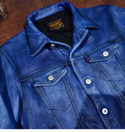★507 type3型 復刻モデル シープレザージャケット★ブルー S～4XL