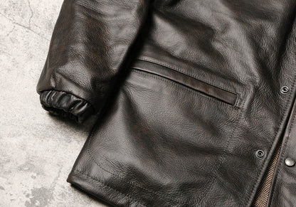 オイルド カウレザー使用★ヴィンテージデザイン レザーコーチジャケット★M～4XL