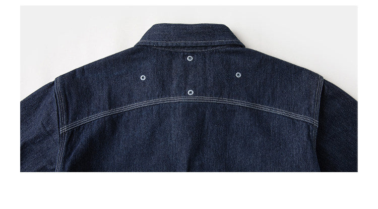 ヴィンテージ30’ｓ 復刻デザイン３本針でしっかり△10.5デニムワークシャツ▽S～2XL