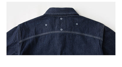 ヴィンテージ30’ｓ 復刻デザイン３本針でしっかり△10.5デニムワークシャツ▽S～2XL