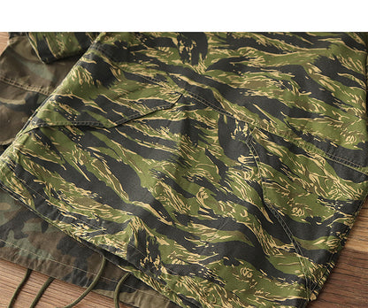 コットン タイガーカモフラージュ ミリタリーアノラックジャケット◇S～2XL