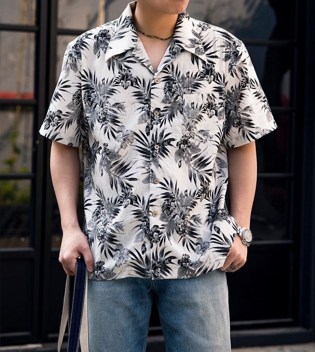 2色展開△レーヨン 半袖 アロハシャツ▽S～3XL