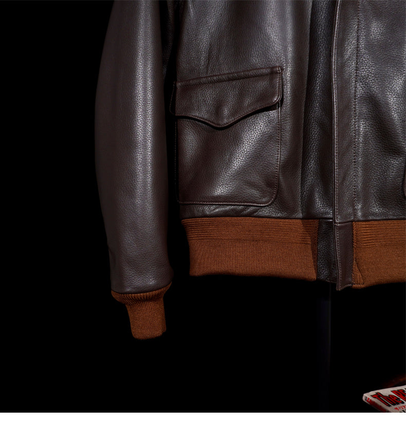 ▲ヴィンテージ復刻 茶芯シープレザー A-2ジャケット▼